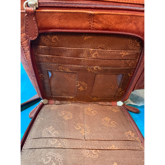 Women's M.C. Brown Leather Crossbody Bag - Picture 5 of 16